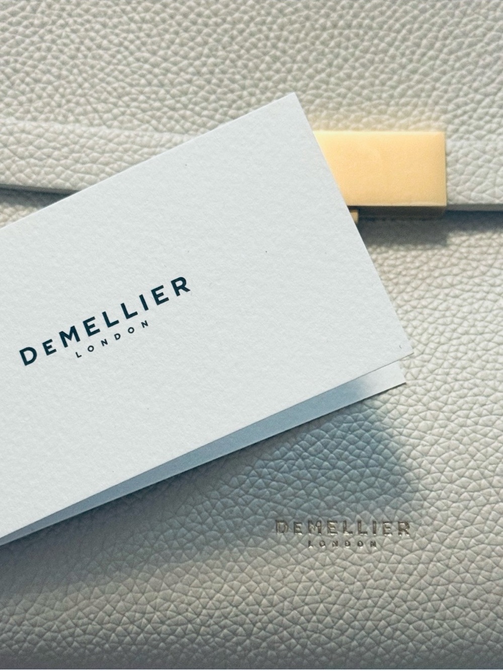 DeMellier London The New York Shoulder Bag Chalk White Grained Leather Gold NWT - Picture 14 of 15